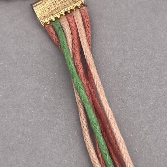 VCLM Pink Beaded Rhinestone Circle Pendant Multicolor Cord Necklace 15 to 17 In - Picture 6 of 6